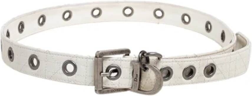 Dior Vintage Pre-owned Leather belts White Dames