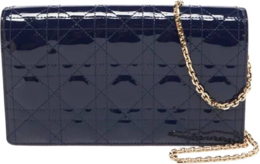 Dior Vintage Pre-owned Leather clutches Blauw Dames