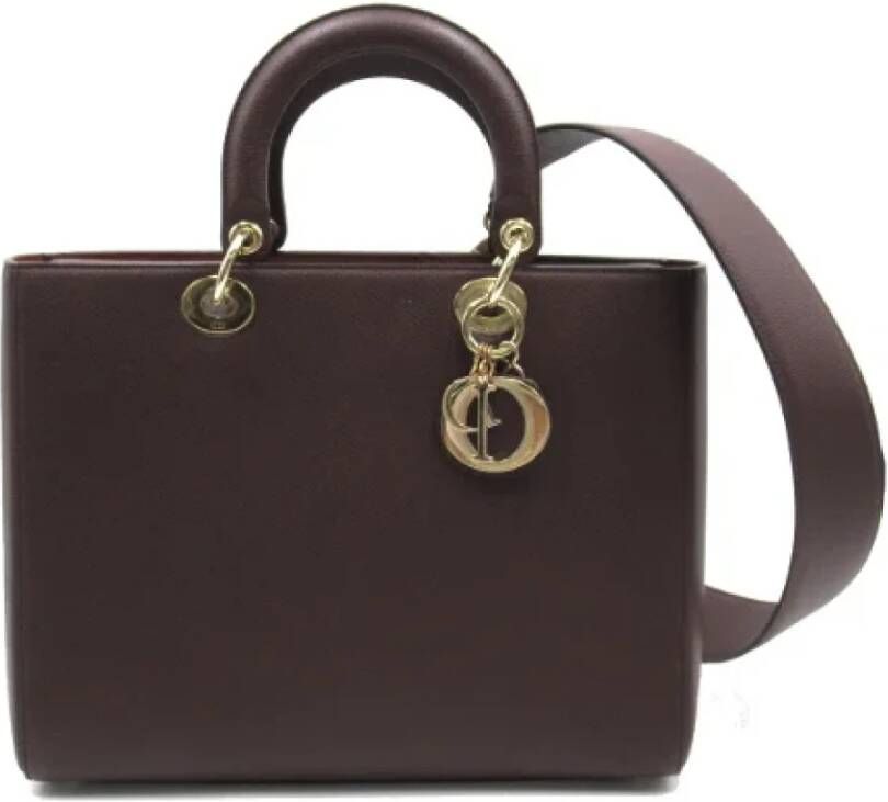 Dior Vintage Pre-owned Leather handbags Paars Dames