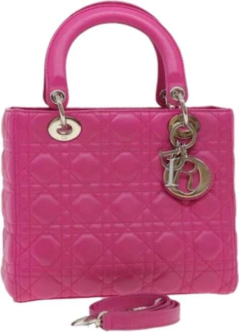 Dior Vintage Pre-owned Leather handbags Roze Dames