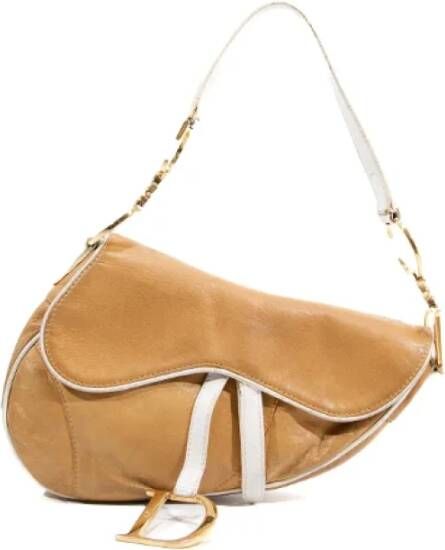Dior Vintage Pre-owned Leather shoulder-bags Bruin Dames