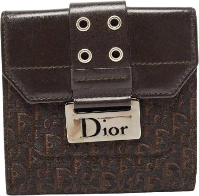 Dior Vintage Pre-owned Leather wallets Bruin Dames