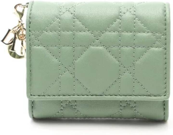 Dior Vintage Pre-owned Leather wallets Groen Dames
