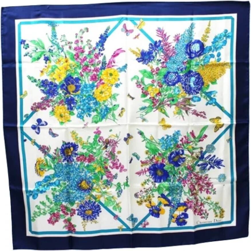 Dior Vintage Pre-owned Silk scarves Blauw Dames
