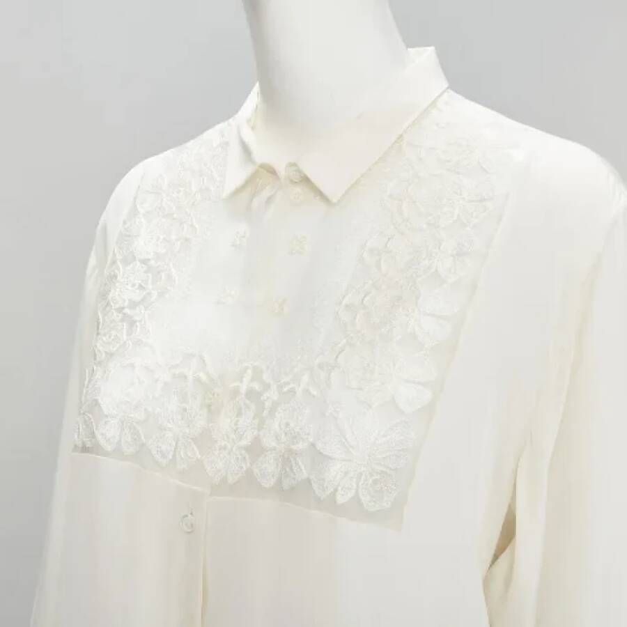 Dior Vintage Pre-owned Silk tops Beige Dames