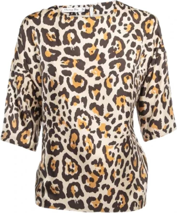 Dior Vintage Pre-owned Silk tops Beige Dames
