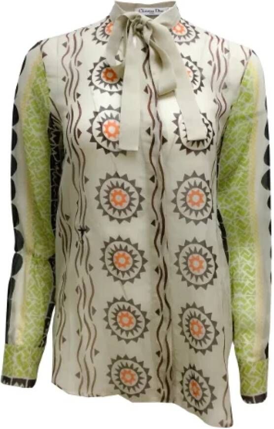Dior Vintage Pre-owned Silk tops Beige Dames
