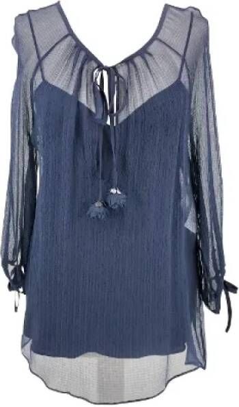 Dior Vintage Pre-owned Silk tops Blauw Dames