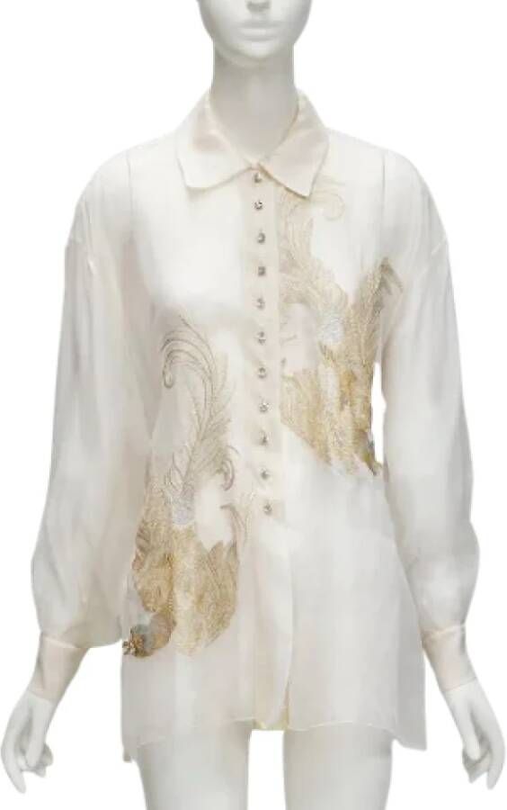 Dior Vintage Pre-owned Silk tops White Dames