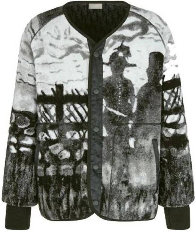 Dior Wollen jas met drukknoopsluiting Grijs Heren