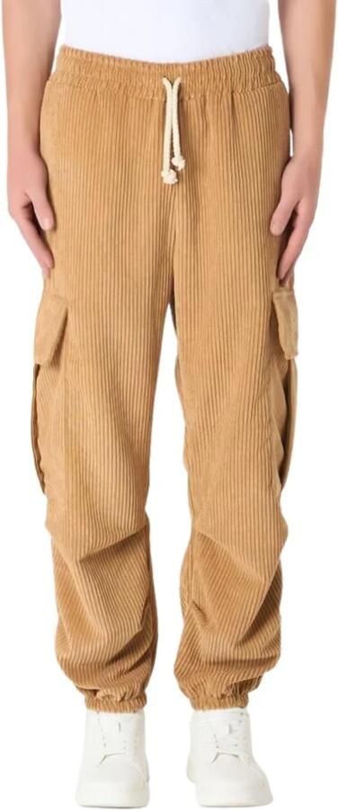Disclaimer Zachte Ribfluwelen Cargo Broek Beige Heren - Foto 3