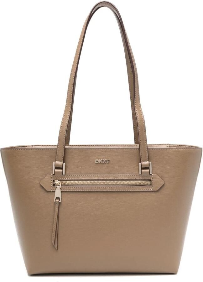 DKNY Shoppers & Totes Logo-Lettering Tote Bag in beige