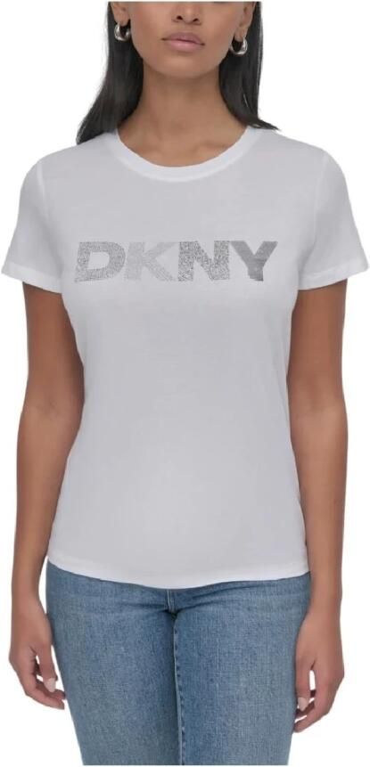 DKNY Gemengd versierd T-shirt White Dames - Foto 3