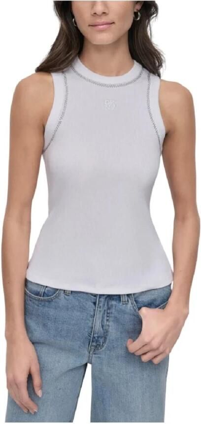 DKNY Rhinestone Neck Top voor Elegant Stijl White Dames - Foto 3