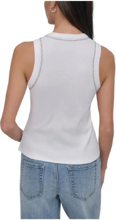 DKNY Rhinestone Neck Top voor Elegant Stijl White Dames - Foto 2