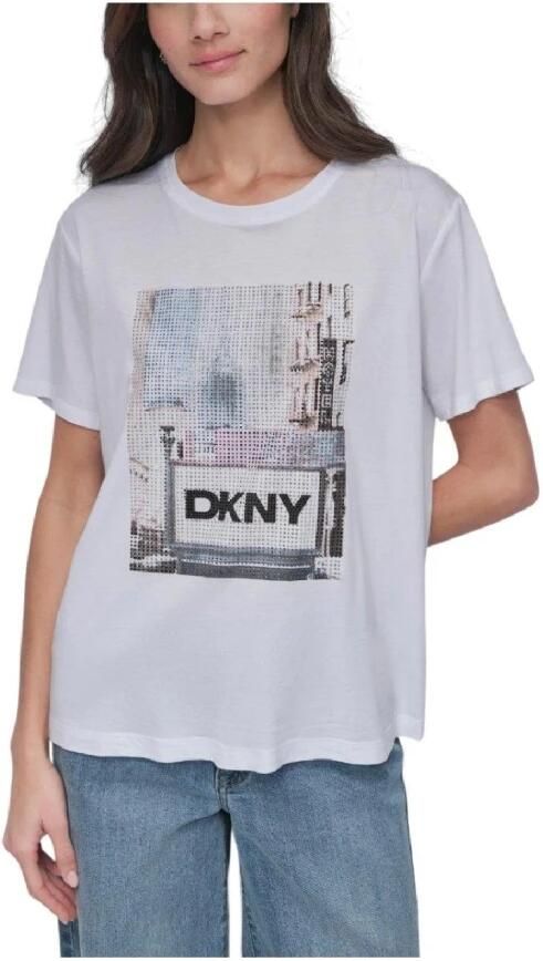 DKNY Subway Rhinestone T-shirt White Dames - Foto 3