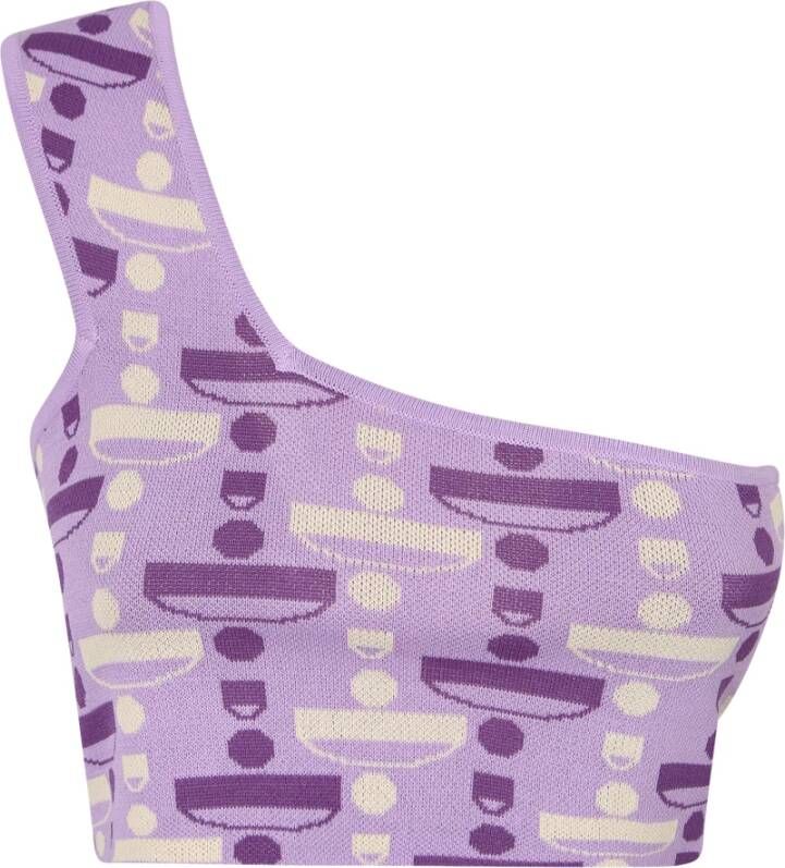 Dodo BAR OR Paarse Geometrische Print One-Shoulder Top Purple Dames
