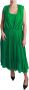 Dolce & Gabbana 100% Silk Green Sleeveless Pleated Maxi Dress Groen Dames - Thumbnail 1