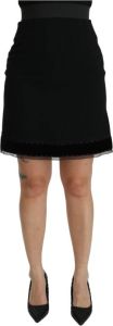 Dolce & Gabbana Black A-line High Waist Mini Viscose Skirt Zwart Dames