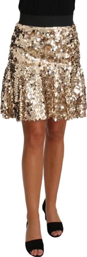 Dolce & Gabbana A-line Sequin Mini Skirt Geel Dames