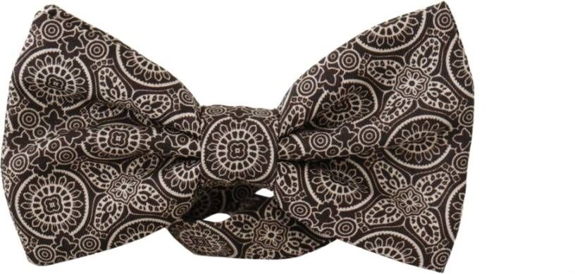 Dolce & Gabbana Zijden Zwart & Witte Strik Brown Heren