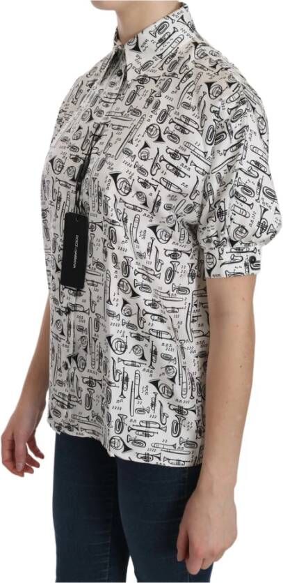 D&G Overhemd D&G Dolce Gabbana zijden blouse met muzikale print