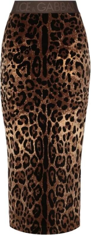 Dolce & Gabbana Animal Print Hoge Taille Rokken Bruin Dames