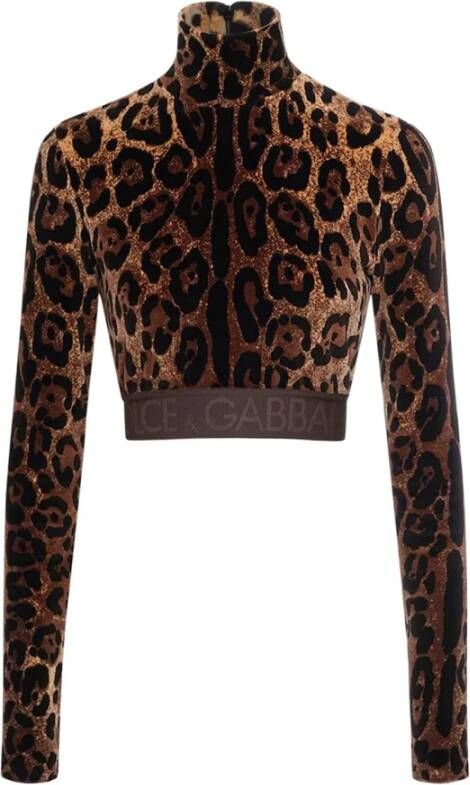 Dolce & Gabbana Animalier Print Crop Fit Top Bruin Dames