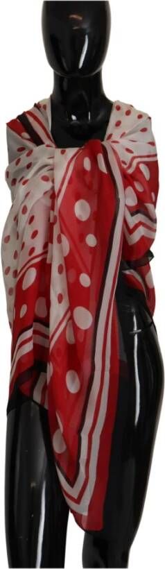 Dolce & Gabbana Luxe Zijden Polka Dot Shawl Wrap Sjaal Multicolor Dames