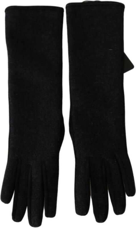 Dolce & Gabbana Authentieke Handschoenen Middelarm Lengte Zwart Grijs Gemaakt in Italië Zwart Dames