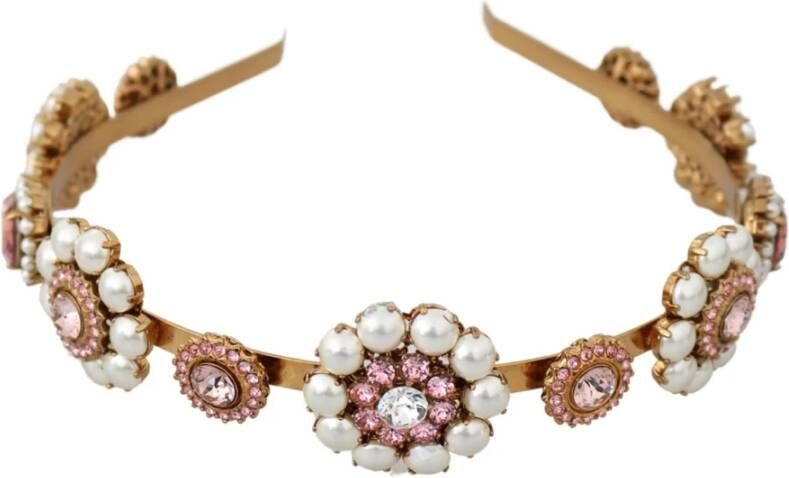 Dolce & Gabbana Kristallen Bloe Parel Haarband Tiara Multicolor