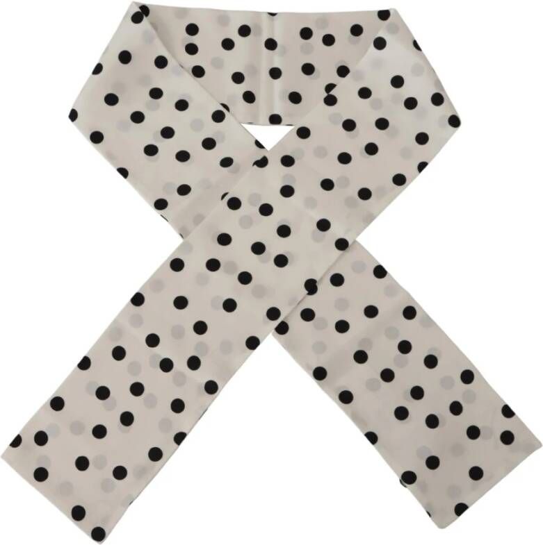 Dolce & Gabbana Witte Polka Dot Zijden Nek Wrap Sjaal White Dames