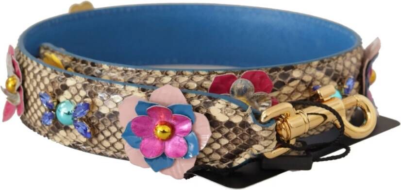 Dolce & Gabbana Python Bloemen Studs Schouderband Beige Dames