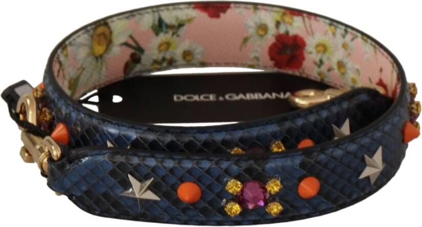 Dolce & Gabbana Blauwe exotische leren kristallen omkeerbare schouderband Blue Dames