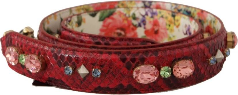 Dolce & Gabbana Exotische Leren Omkeerbare Schouderband met Kristallen Red Dames
