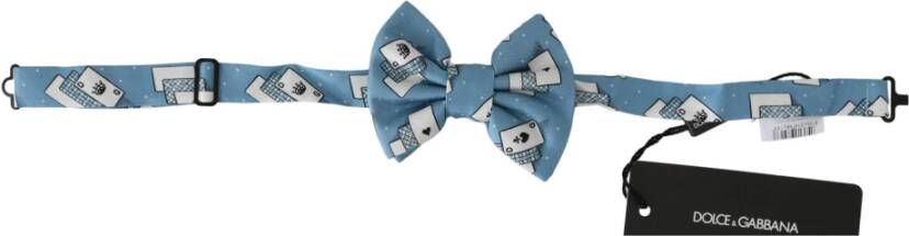 Dolce & Gabbana Light Blue Deck Of Cards Adjustable Neck Papillon Bow Tie Blauw Heren