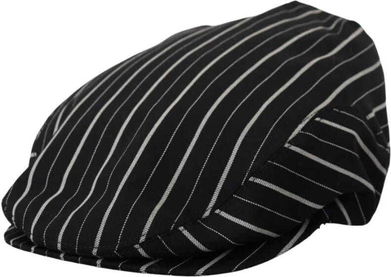 Dolce & Gabbana Stijlvolle Newsboy Hoed Zwart Wit Wol Black Dames