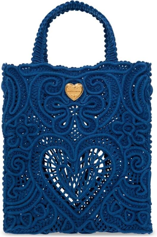 Dolce & Gabbana Beatrice Small handtas met kanten afwerking Blauw Dames