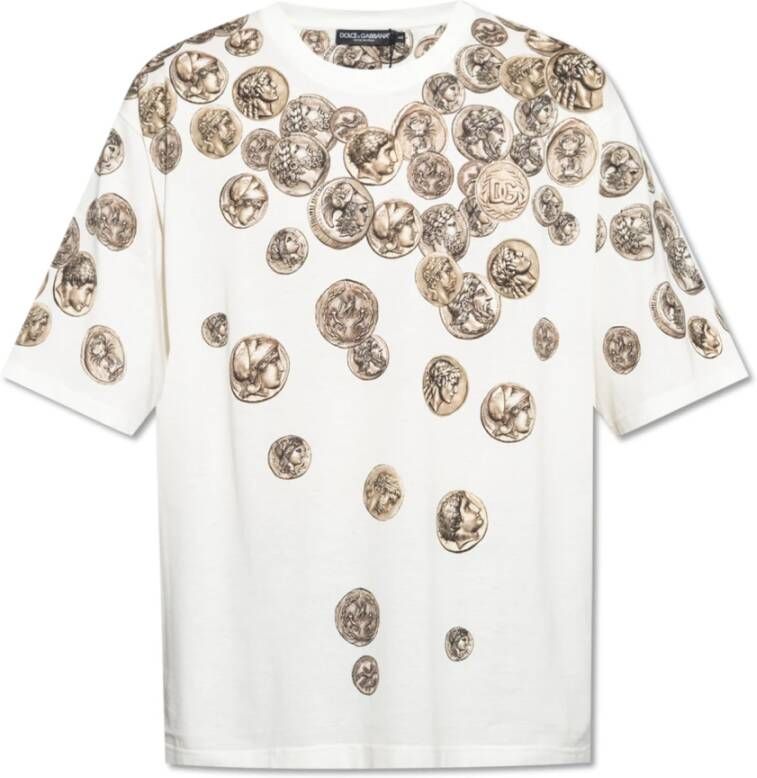Dolce & Gabbana Bedrukt T-shirt Wit Heren