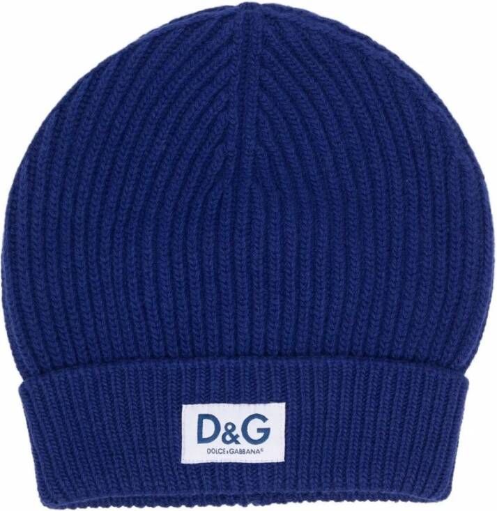 Dolce & Gabbana Blauw Geribbeld Logo Ontwerp Blue Heren