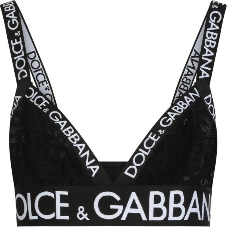 Dolce & Gabbana Zwarte Beha met Logo en Kantaccenten Black Dames