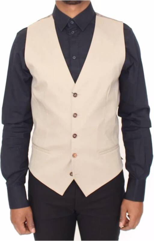 Dolce & Gabbana DG Beige katoenen jurk Vest Blazer Jacket Beige Heren