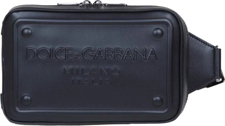 Dolce & Gabbana Zwarte gladde kalfsleren heuptas Black Heren
