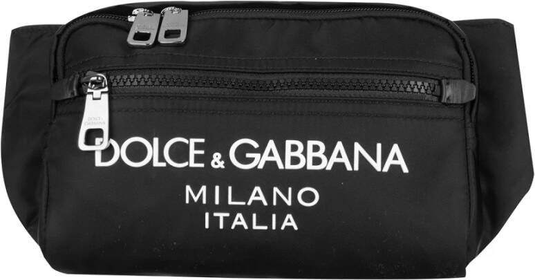 Dolce & Gabbana Zwarte tassen met dubbele rits en logo slider Black Heren