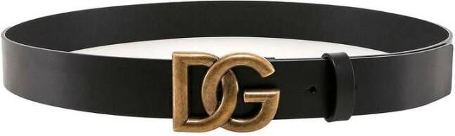 Dolce & Gabbana Belt With Crossover DG Logo Buckle Zwart Heren