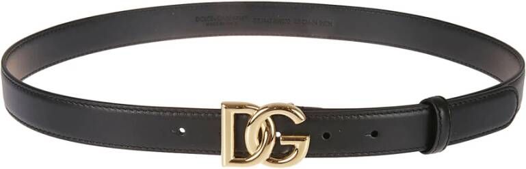 Dolce & Gabbana Logo Riem met Gouden Metalen Gesp Logo Riem Black
