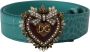 Dolce & Gabbana Blauwe Leren Gouden Devotion Hart Gesp Riem Blue Dames - Thumbnail 1