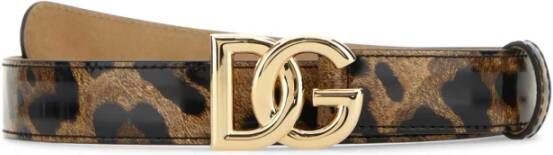 Dolce & Gabbana Stijlvol bedrukte leren riem Brown Dames