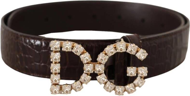 Dolce & Gabbana Luxe Krokodil Bedrukte Leren Dames Riem Brown Dames