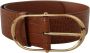 Dolce & Gabbana Breed Taille Leren Riem met Gouden Ovaal Metalen Gesp Brown Dames - Thumbnail 1